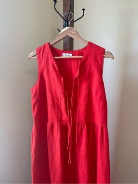 RHODE Red Sleeveless Tie-Front Maxi Dress